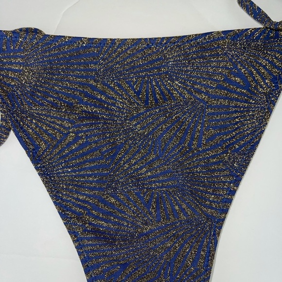 Koral Swim String Bikini Bottoms Blue Gold M - Picture 3 of 11